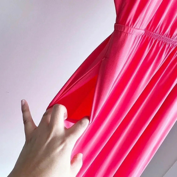 Lane Bryant Size 14/16 Coral Scoop Neck Elastic Waist Midi Dress NEW! - Picture 4 of 4